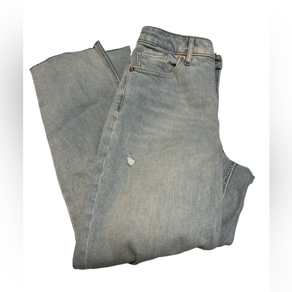Express Mom Jeans Super High Rise with distressed and raw hem Size 0 NWT - Picture 4 of 7